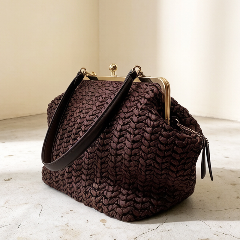 Luxury Bags On Sale - กระเป๋าสะพายชายหาดแบบถักมือพร้อมกรอบล็อคแบบ Kisslock สำหรับผู้หญิง กระเป๋าถือและกระเป๋าสะพายไหล่ดีไซน์หรูหรา รุ่นใหม่ปี 2026
