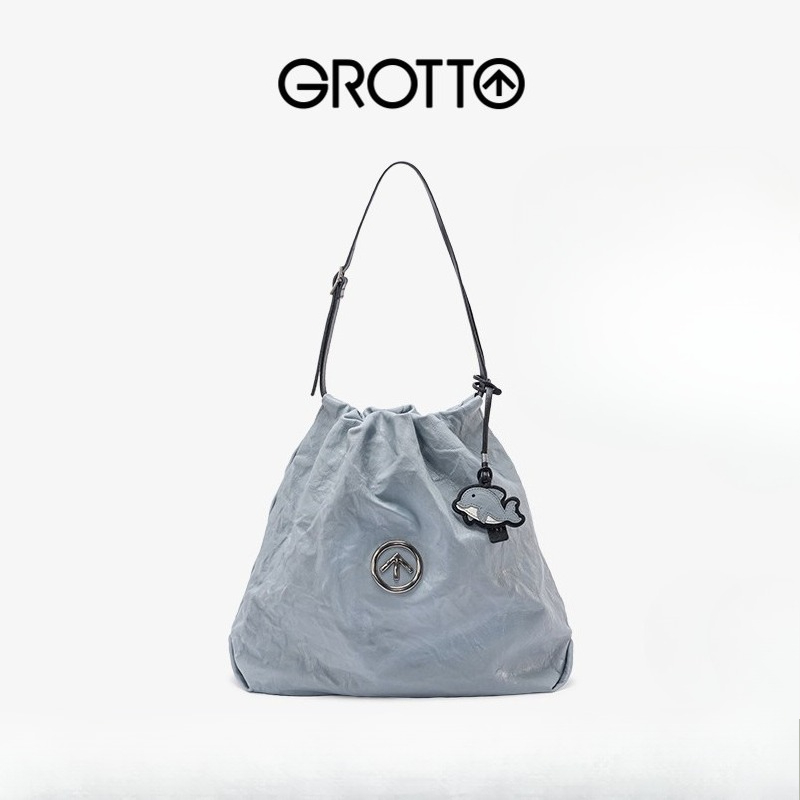 Luxury Bags Medium Size - GROTTO แฟชั่น 2025 ใหม่ของแท้หนังขนาดกลางถุงขยะไหล่เดี่ยวกระเป๋าสะพายข้างหรูหรา