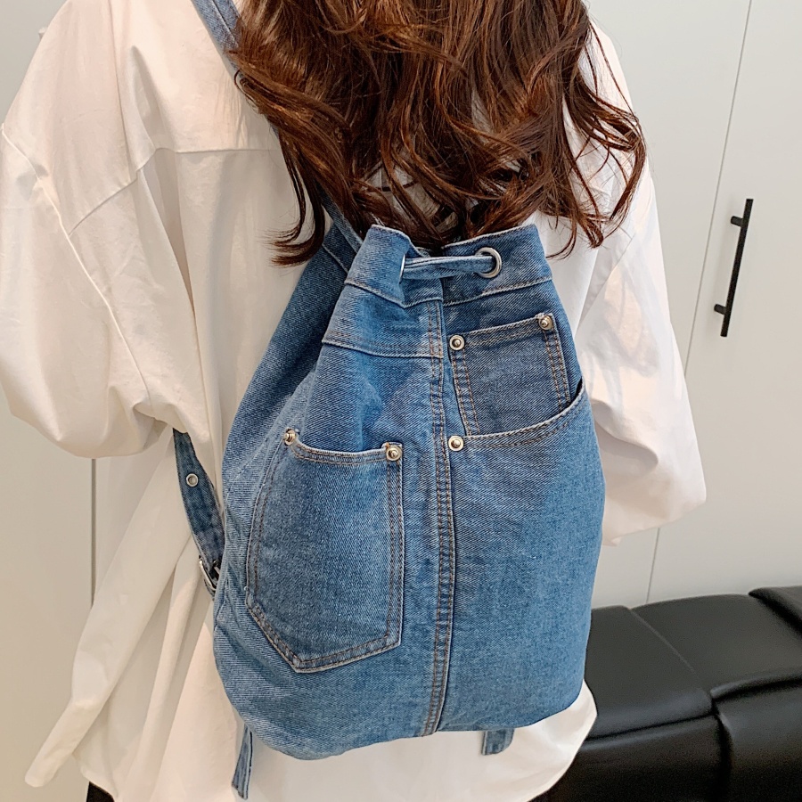 Luxury Bags For Kids - ผ้ายีนส์กระเป๋าเป้สะพายหลังหญิงกระเป๋าเป้สะพายหลังโรงเรียนลำลองสำหรับวัยรุ่นหญิงหรูหราสายรัดผู้หญิงกระเป๋าเป้สะพายหลังกระเป๋าเป้สะพายหลังผู้หญิงกระเป๋าสีฟ้า