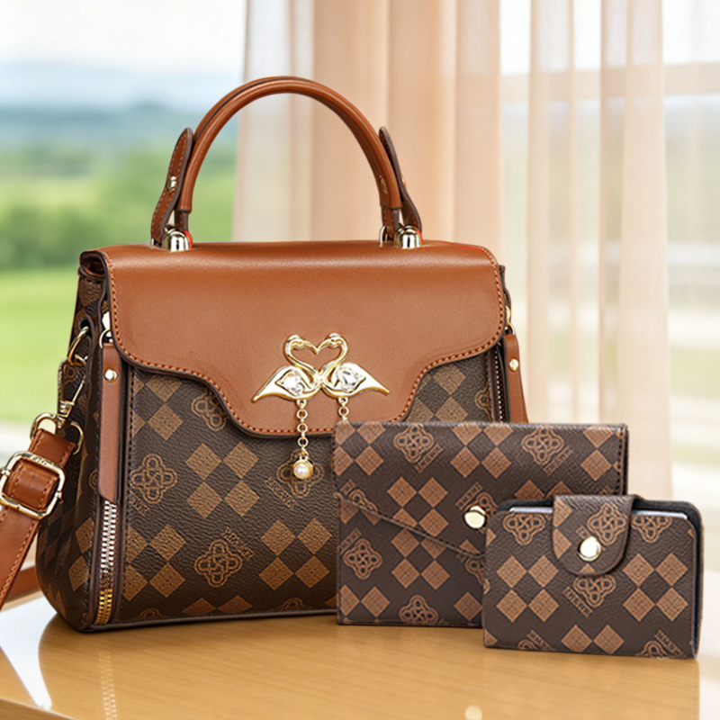 Luxury Bags & Leather Repair Of Atlanta - ชุดกระเป๋าผู้หญิง 3 ชิ้น กระเป๋าสะพายข้างผู้หญิงลายพิมพ์หรูหราแบบเบาๆ ใช้ได้หลายแบบ รวมถึงสะพายไหล่เดียว