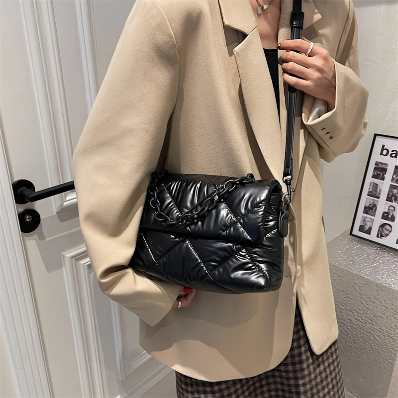 กระเป๋าสะพายข้างผู้หญิงแฟชั่นล - Chain Crossbody Quilted บทวิจารณ์และราคา
