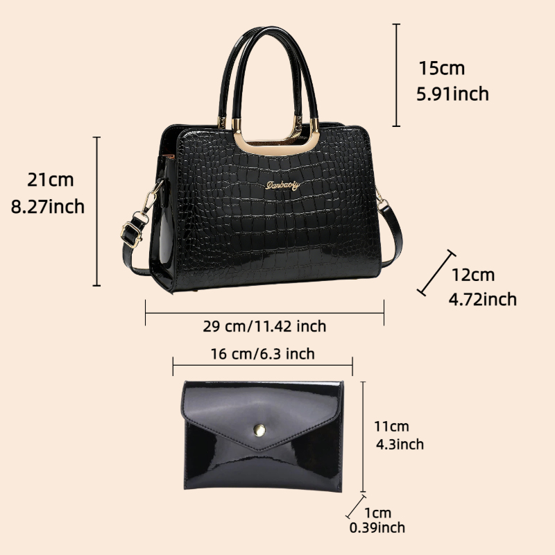 ชุดกระเป๋าถือผู้หญิงแบบ 2 ชิ้น - Top Handle Patent Bag บทวิจารณ์และราคา