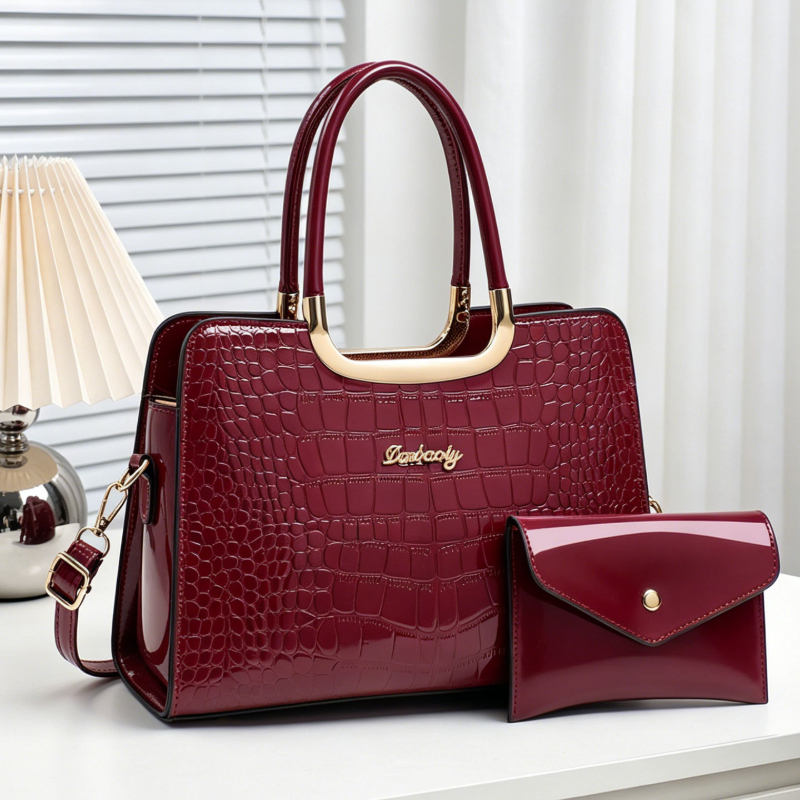 ชุดกระเป๋าถือผู้หญิงแบบ 2 ชิ้น - Top Handle Patent Bag บทวิจารณ์และราคา