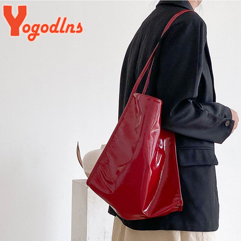 Yogodlns หรูหราสิทธิบัตรหนัง T - Top Handle Patent Bag บทวิจารณ์และราคา
